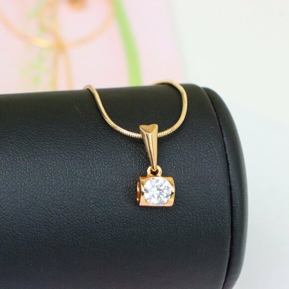 "Rose Gold Mini Pendant with Solitaire CZ – Elegant, XPPT1264 - Picture 8 of 13